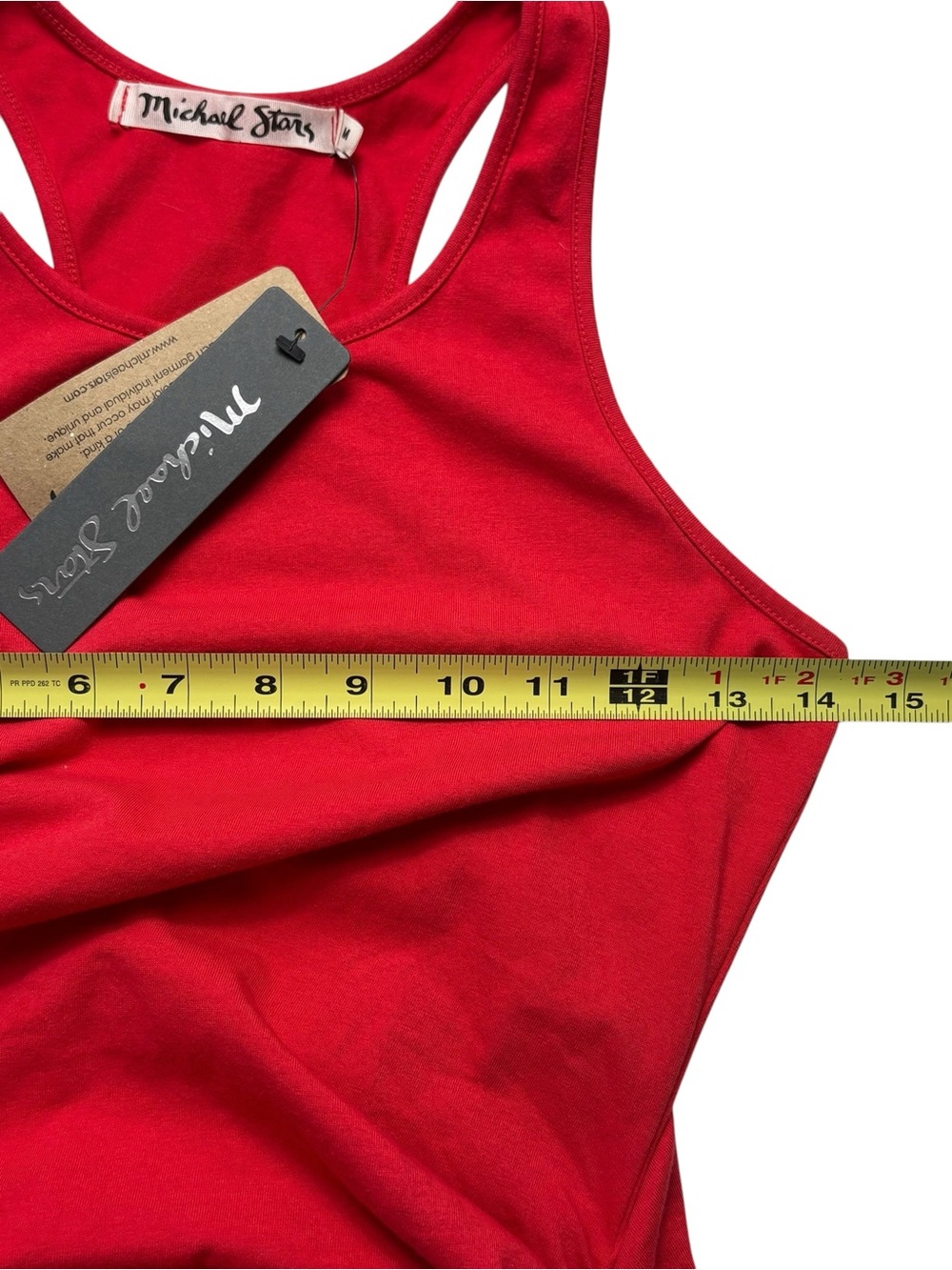NWT Michael Stars Racerback Midi Dress Size M Ruched Red - Picture 7 of 13